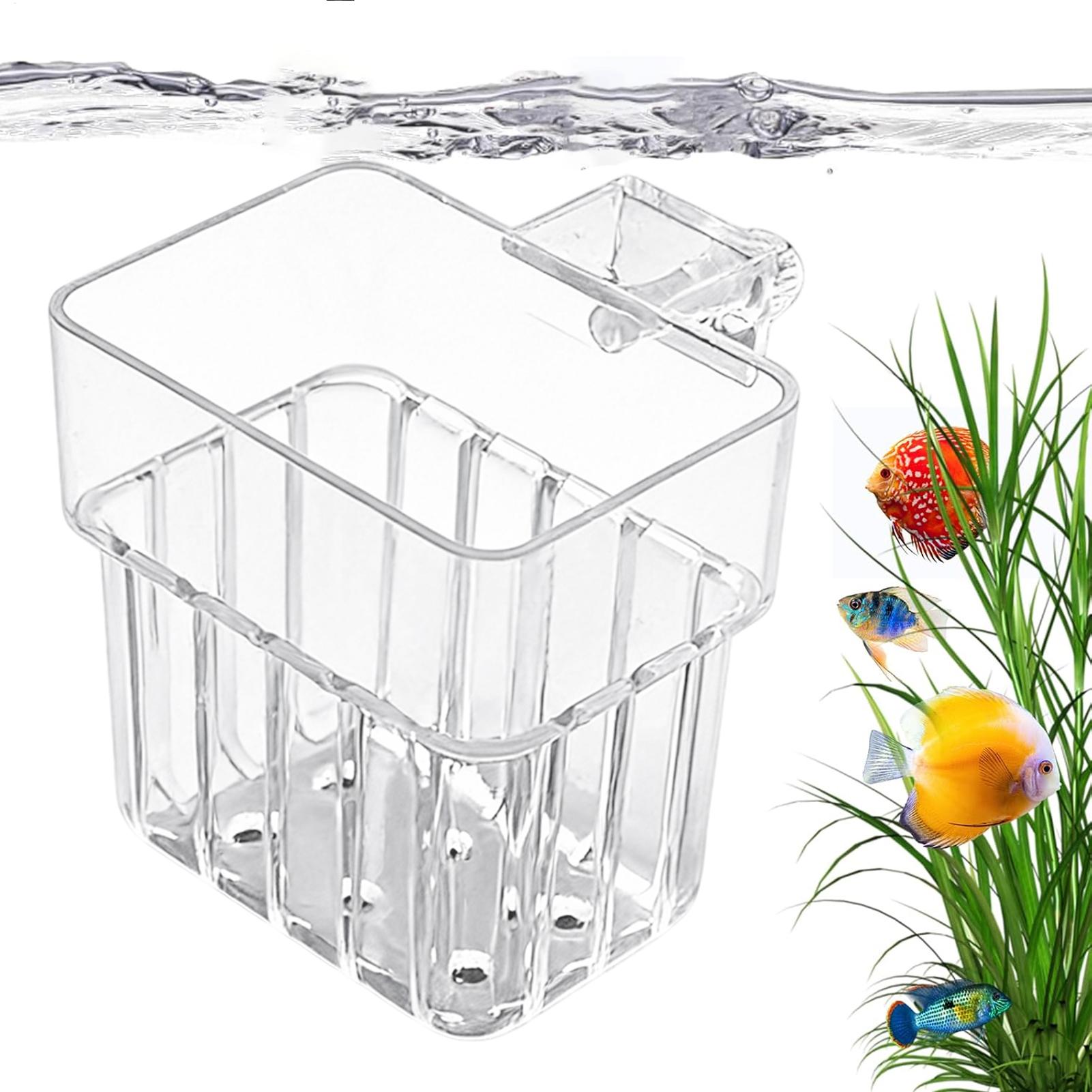 Aquarium Fish Pot - 透明な吊り下げ式水槽用植物ホルダーポット、水槽水耕栽培システム、室内職場装飾、育成装飾品