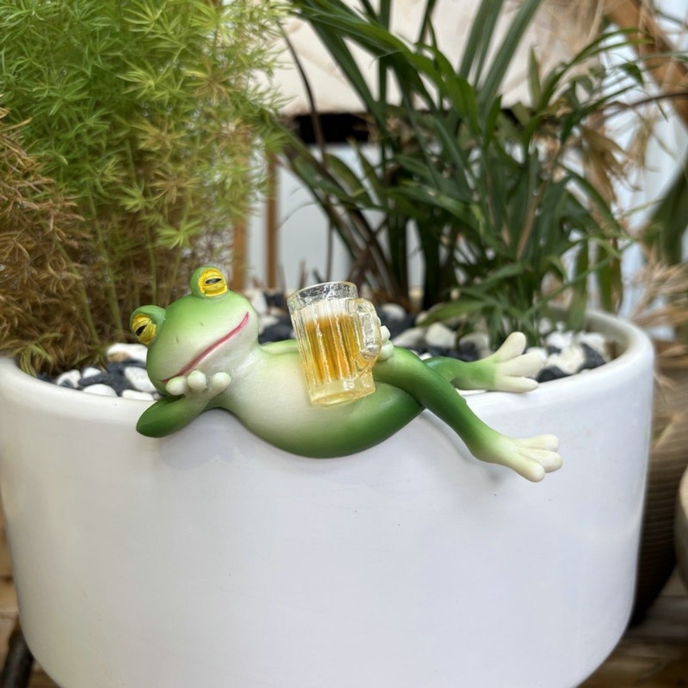 Aquarium Fish Pot - 吊り下げ式植木鉢の縁飾りカエル装飾オーナメント樹脂製吊り下げ式装飾ガラス水槽ペンダントデスクトップ置物