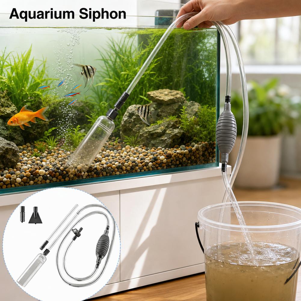 Aquarium Fish Maintenance - 手動式水槽サイフォン魚タンク水交換キット砂利クリーナー砂洗浄ポンプ魚糞吸引パイプメンテナンスツール