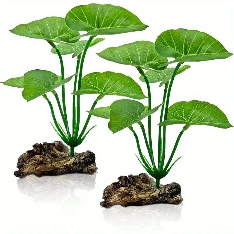 Aquarium Fish Low Maintenance - 人工水槽用植物1個、リアルな浮葉、丈夫な茎、爬虫類テラリウム用、低メンテナンス水槽装飾