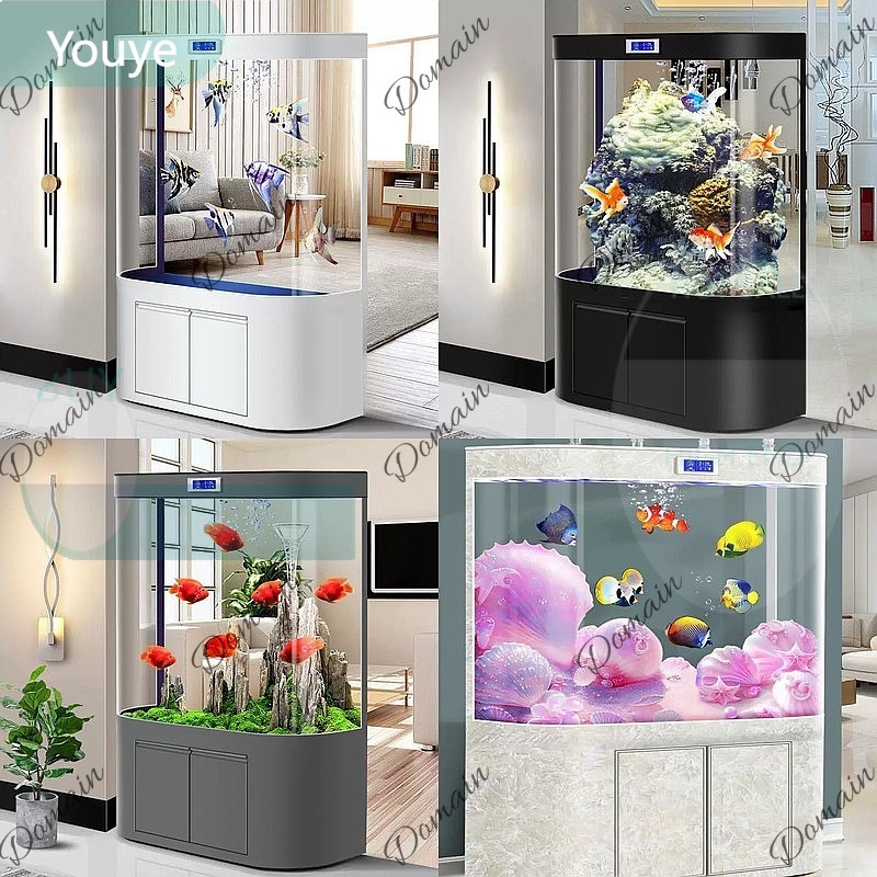Aquarium Fish Low Maintenance - ZL大型水槽 リビングルーム 床置き型 底面フィルター 曲面フロートガラス エコ