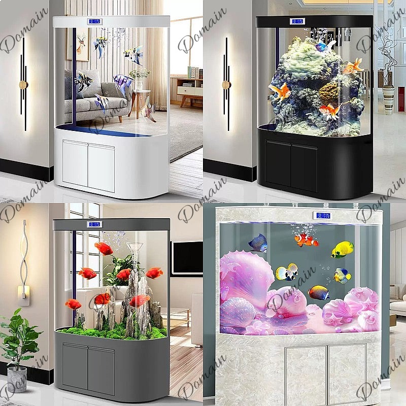 Aquarium Fish Low Maintenance - 大型水槽 リビングルーム 床置き 底面フィルター 曲面フロートガラス エコ