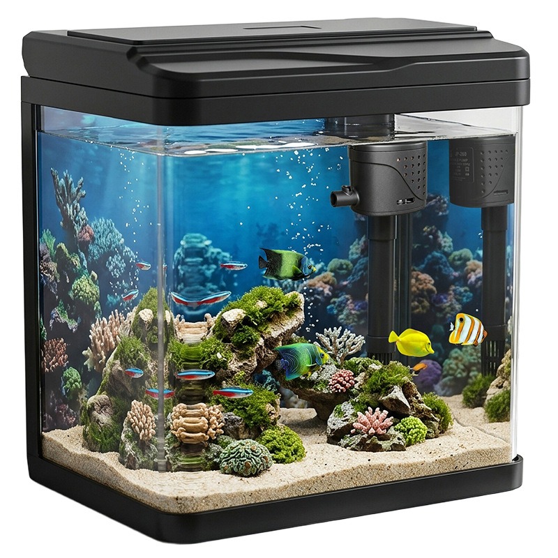 Aquarium Fish No Need Oxygen - ガラス製水槽、家庭用小型ろ過・酸素発生一体型機器、水換え不要、エコ水槽、アクアリウム