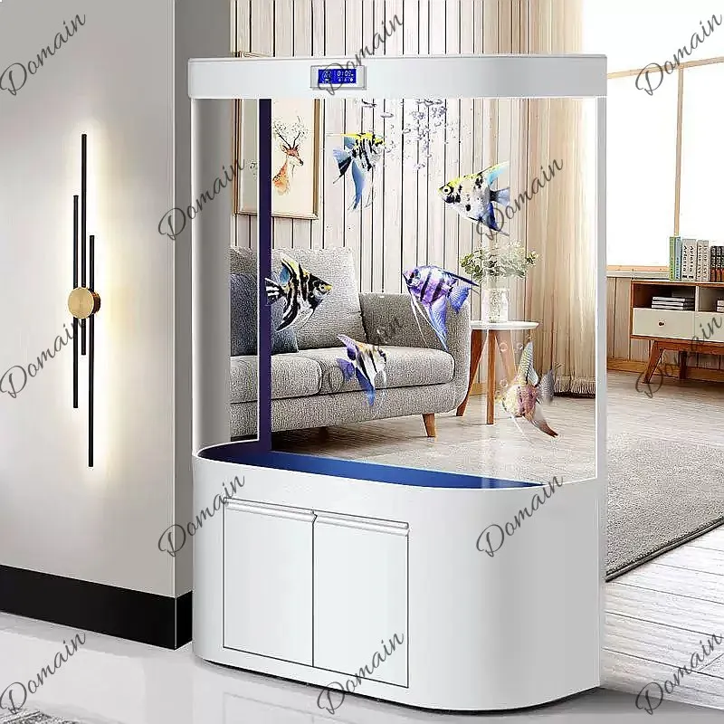 Aquarium Fish Low Maintenance - B80大型水槽 リビングルーム 床置き型 底面フィルター 曲面フロートガラス エコ