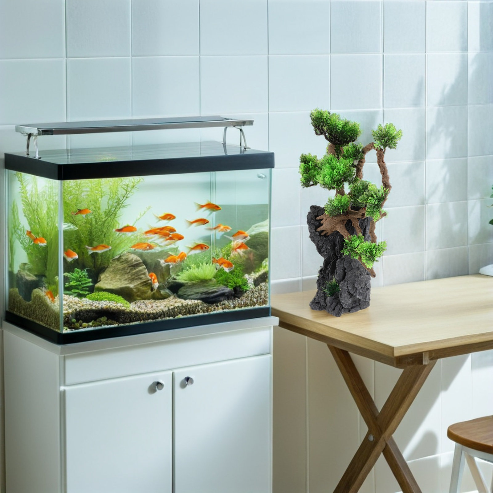 シミュレーション盆栽、リアルな背の高い水槽用植物、耐摩耗性の - Aquarium Fish Low Maintenance のレビューと価格