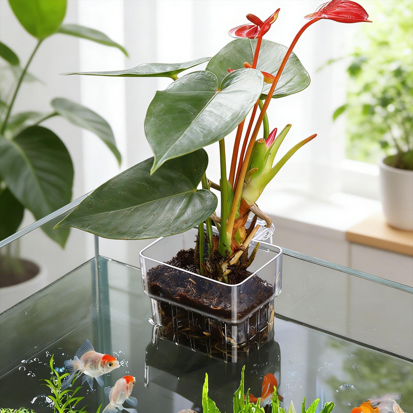 透明な吊り下げ式水槽用植物ホルダーポット、水槽水耕栽培システ - Aquarium Fish Pot のレビューと価格