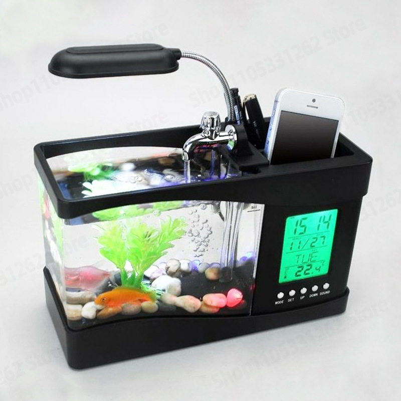 ミニ小型水槽 クリエイティブデスクトップUSBクラゲ水槽 ロ - Aquarium Fish Logo のレビューと価格