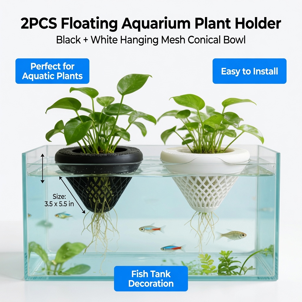 2個入りフローティングアクアリウムプラントホルダー、水槽用吊 - Aquarium Fish Pot のレビューと価格