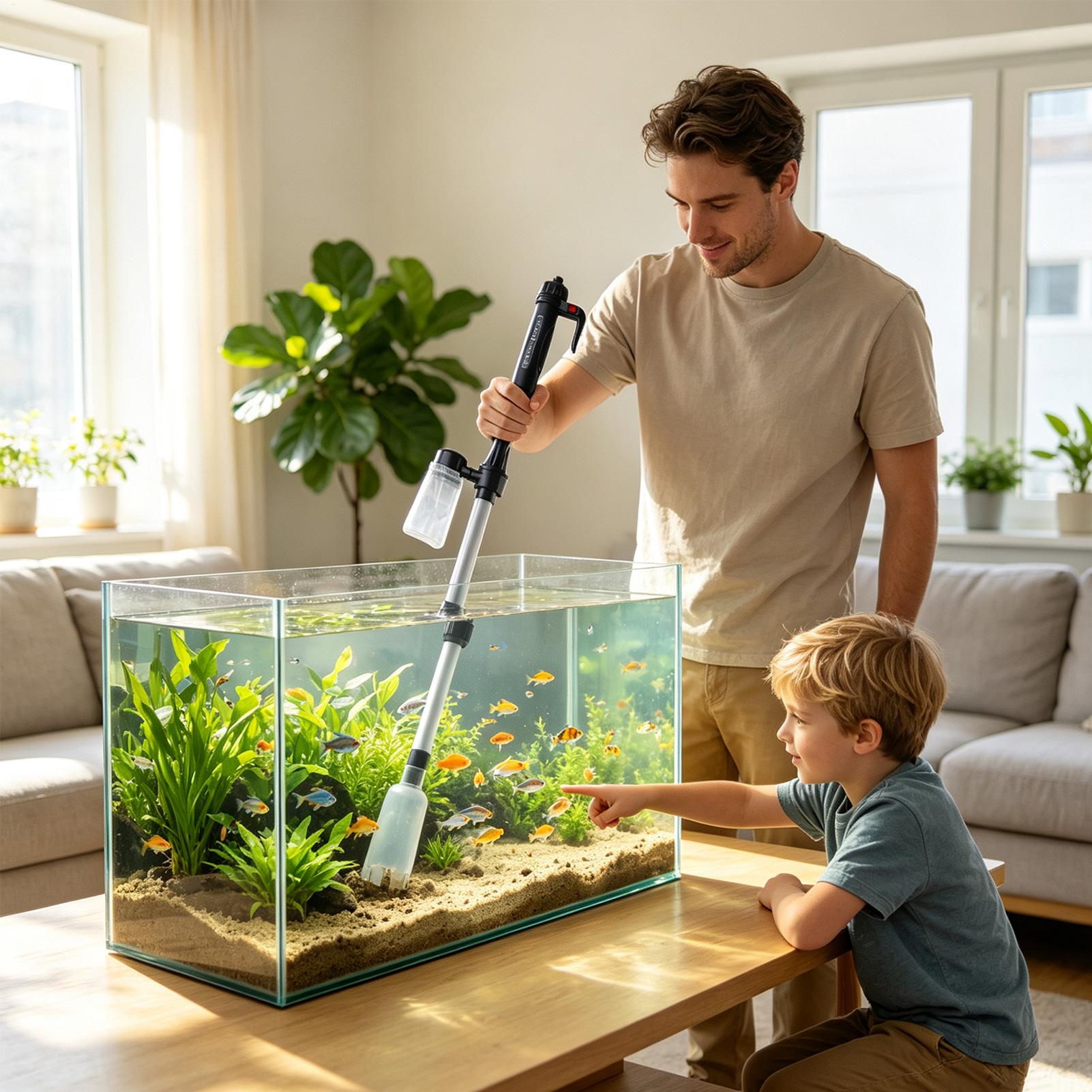 水槽用真空砂利クリーナー、調整可能な伸縮式USBポータブル水 - Aquarium Fish Maintenance のレビューと価格