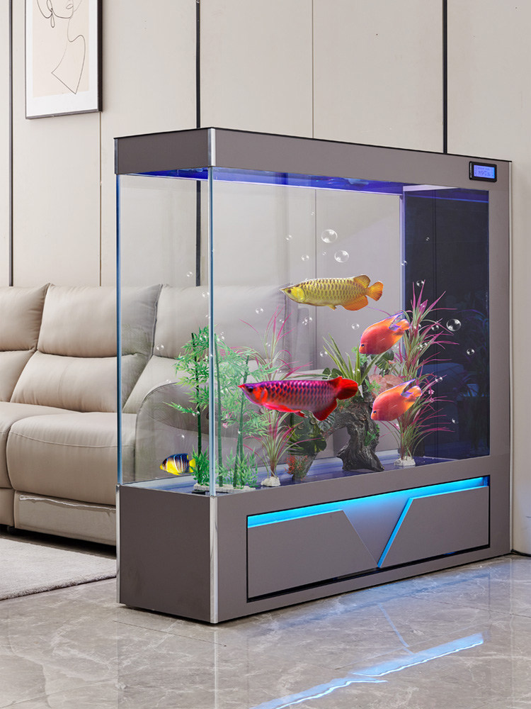 超透明ガラス製床置き型エコ水槽 リビングルーム間仕切りスクリ - Aquarium Fish Low Maintenance のレビューと価格