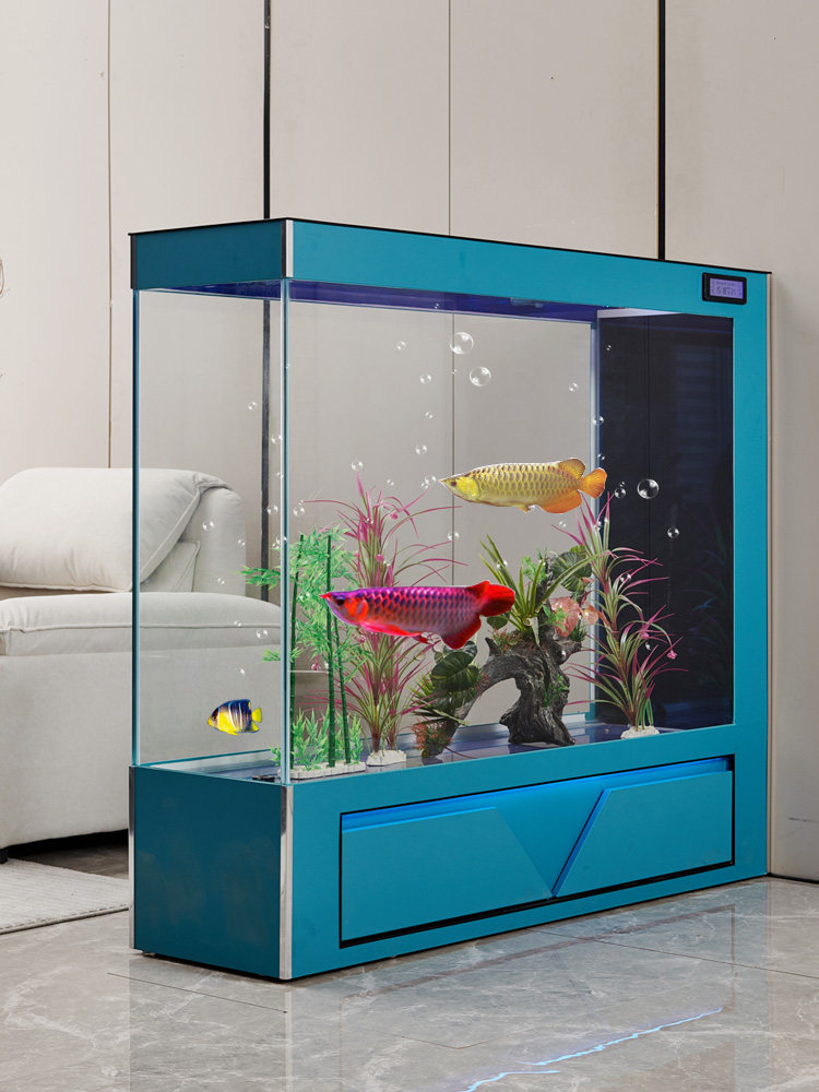 超透明ガラス製床置き型エコ水槽 リビングルーム間仕切りスクリ - Aquarium Fish Low Maintenance のレビューと価格