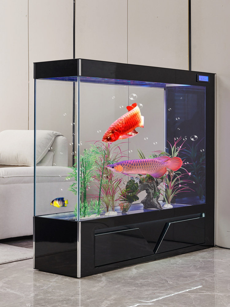 超透明ガラス製床置き型エコ水槽 リビングルーム間仕切りスクリ - Aquarium Fish Low Maintenance のレビューと価格
