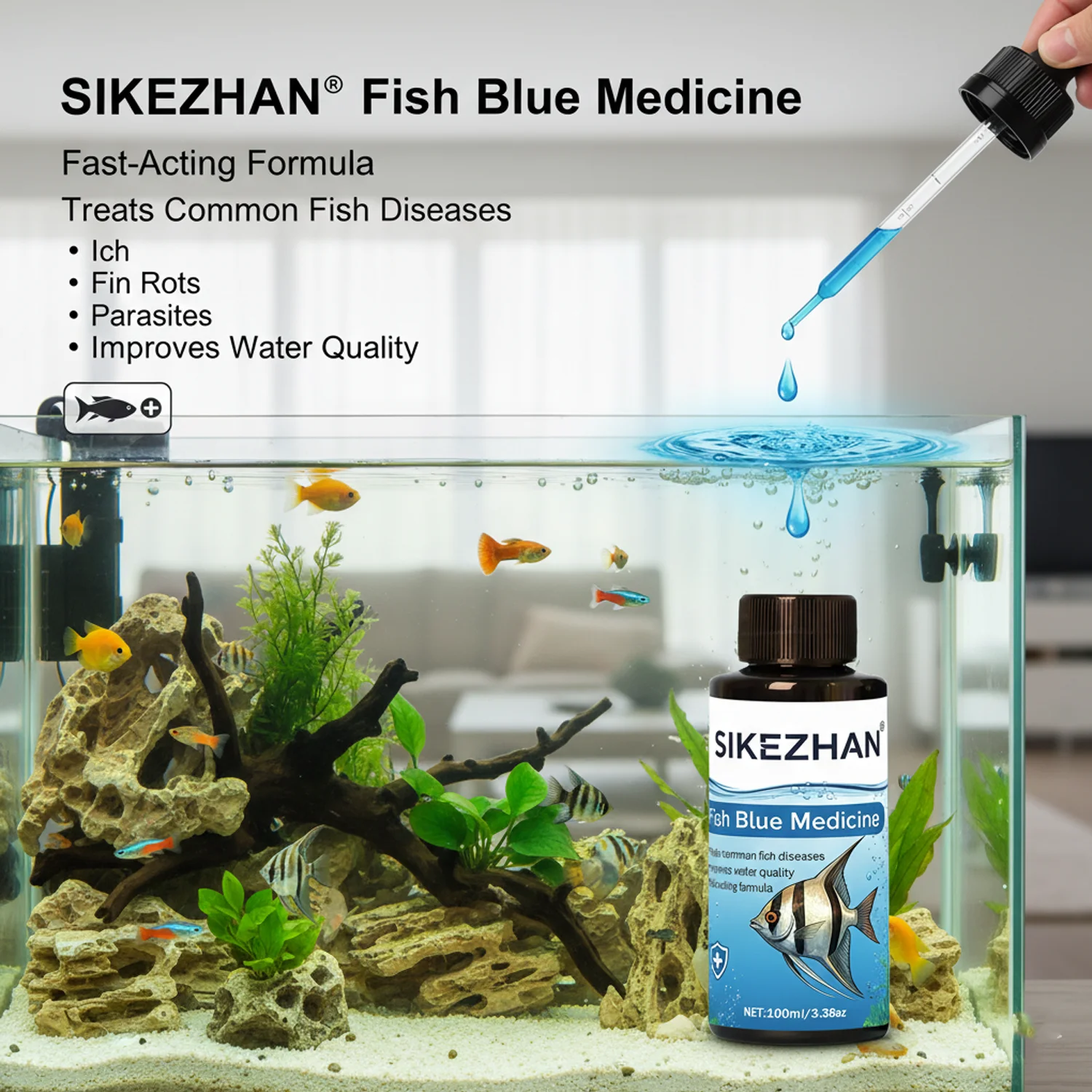 500ml メチレンブルー溶液 水族館の魚の治療用 抗イッチ - Aquarium Fish Medicine のレビューと価格
