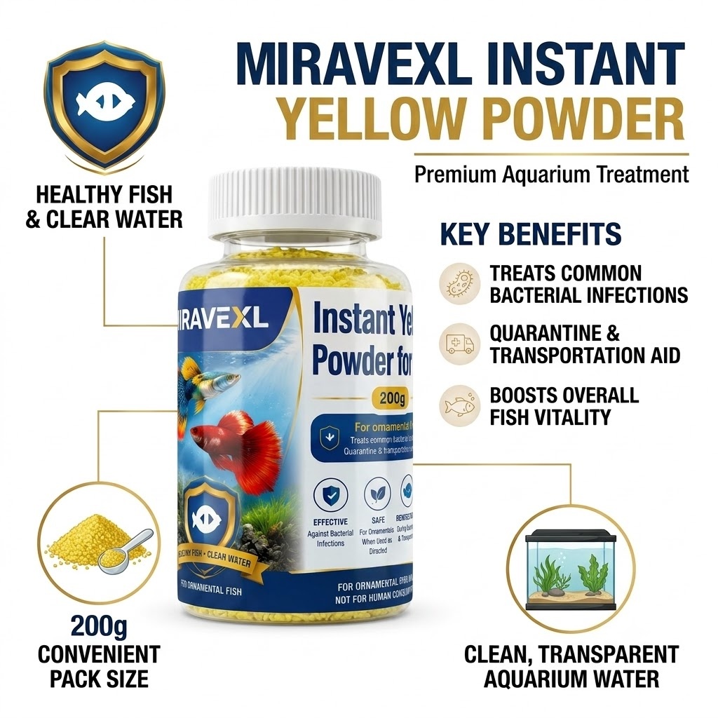 ミラベックスLインスタントイエローパウダー（観賞魚用）、効果 - Aquarium Fish Medicine のレビューと価格
