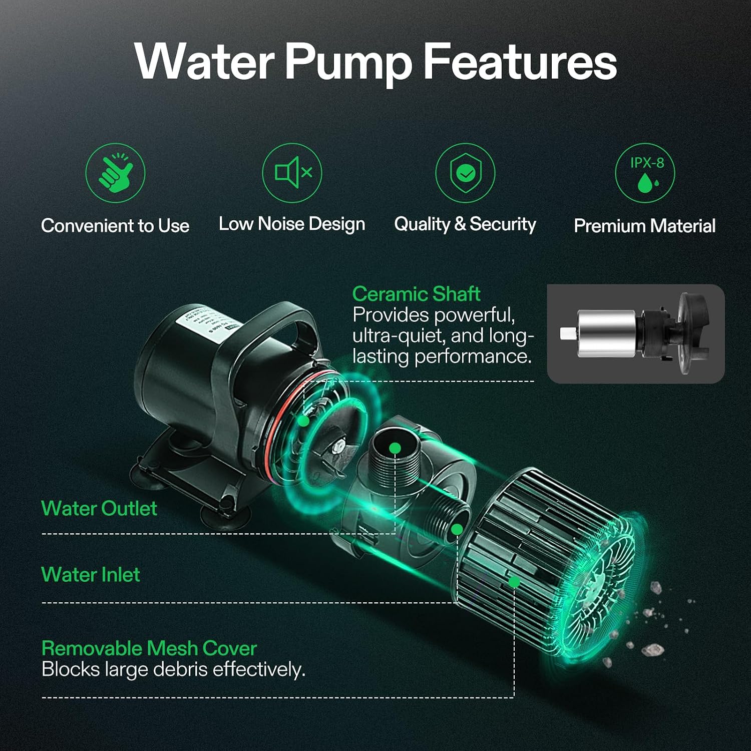 池、滝、水景装飾、水耕栽培用1600GPH水中ポンプ |   - Aquarium Fish Tank のレビューと価格