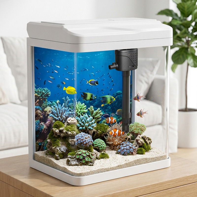 ガラス製水槽、家庭用小型ろ過・酸素発生一体型機器、水換え不要 - Aquarium Fish No Need Oxygen のレビューと価格