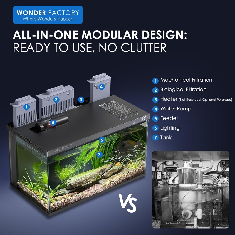 スマートアクアリウム、ガラス製水槽、自動清掃フィルター、デュ - Aquarium Fish App のレビューと価格